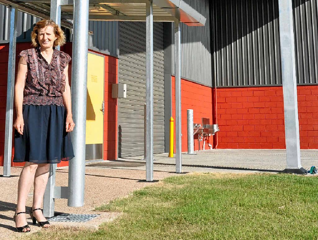 Warwick State High School deputy principal Janelle Robb at the front of the new trade centre. Warwick State High School deputy principal Janelle Robb at the front of the new trade centre.